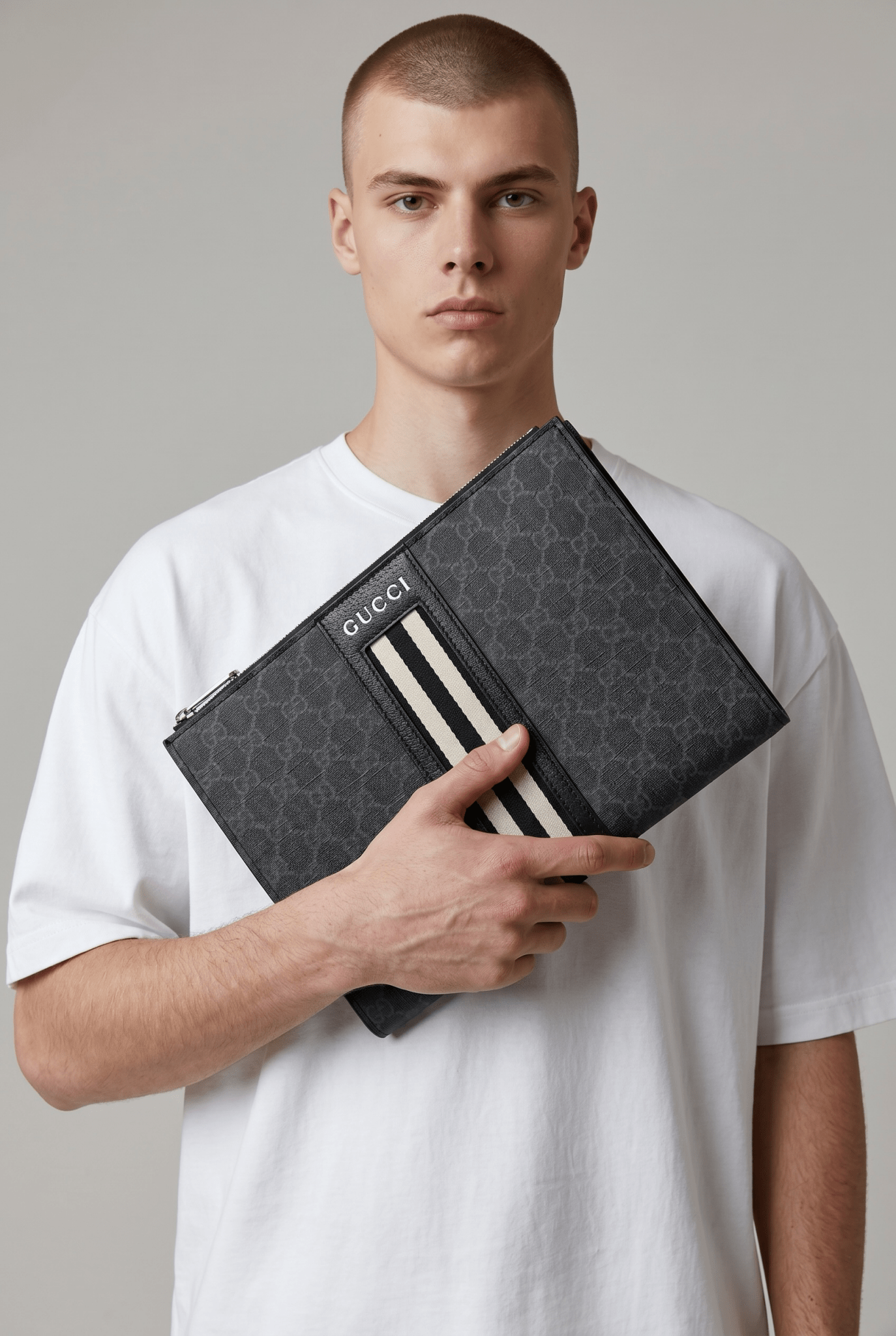 Gucci Black GG Monogram Striped Clutch 🖤🤍✨💼🔥 - MASTERPIECE