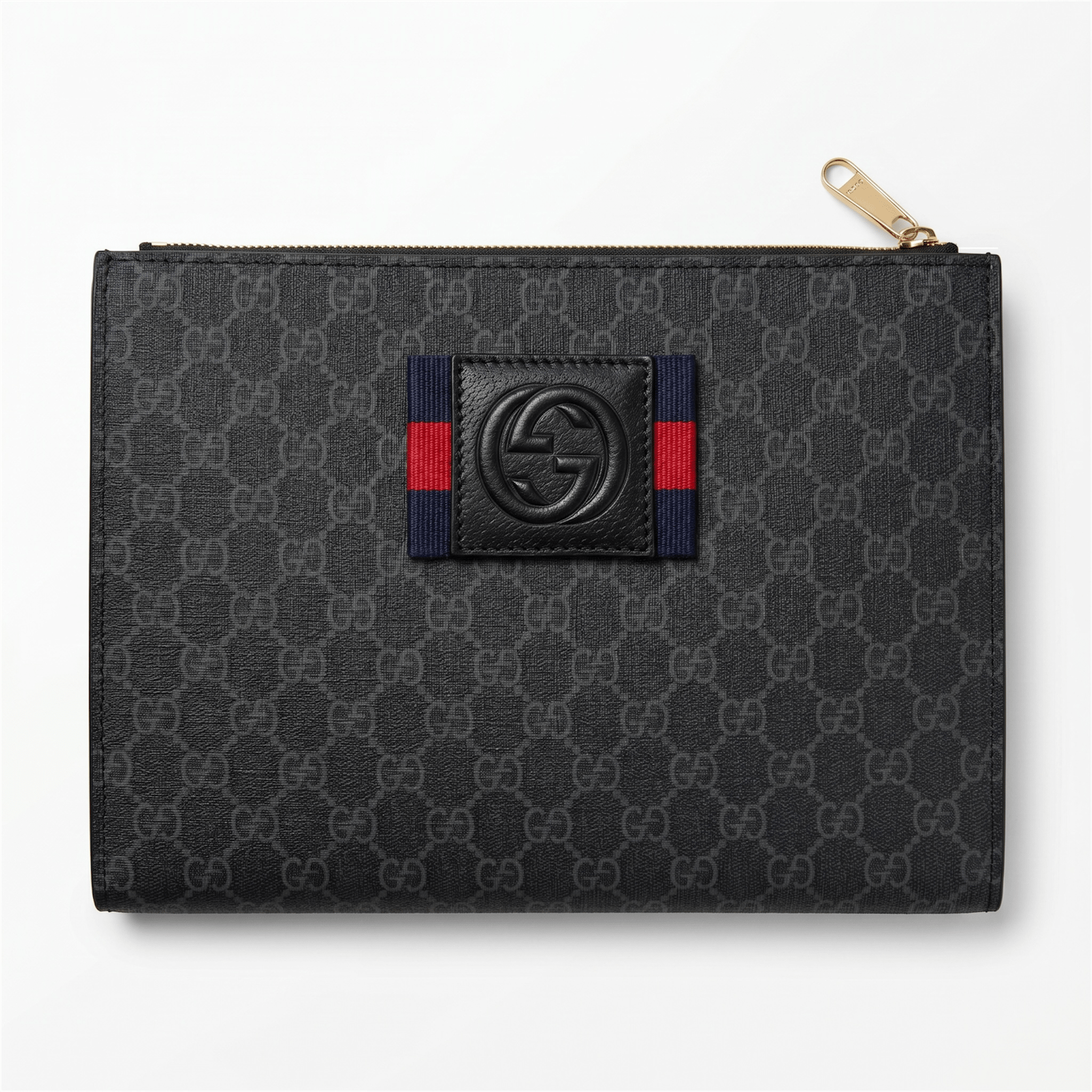 Gucci Black GG Supreme Web Logo Clutch 🖤✨🔴🔵💼🔥 - MASTERPIECE
