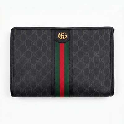 Gucci Black GG Supreme Web Stripe Clutch 🖤💚❤️✨🔥 - MASTERPIECE