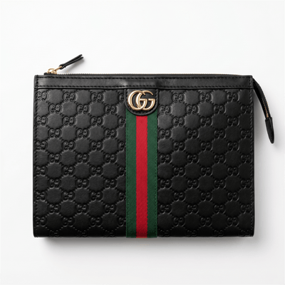 Gucci Black GG Web Stripe Clutch Bag 🖤✨ - MASTERPIECE