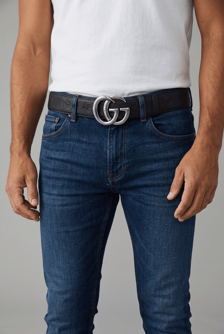 Gucci Leather Belt with GG Buckle 110 cm — Black