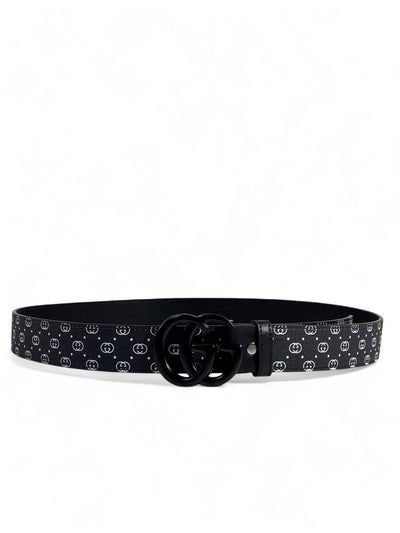 Gucci Black Monogram Belt 110cm 🖤 | Matte Black Double G Buckle 🕶️✨ - MASTERPIECE