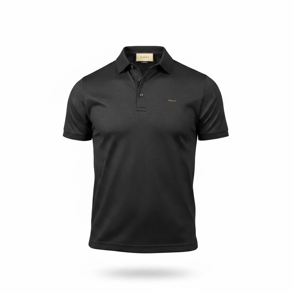 🖤 Gucci Black Polo Shirt with Subtle Monogram – Sleek Luxury Essential 👕🔥 - MASTERPIECE