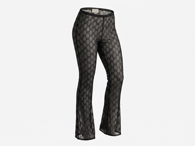 Gucci Black Sheer Crystal Logo Pants 🖤✨ - MASTERPIECE