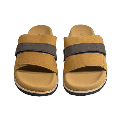 Gucci Camel Comfort Slides – Premium Adjustable Luxury Sandals 🤎👡 - MASTERPIECE