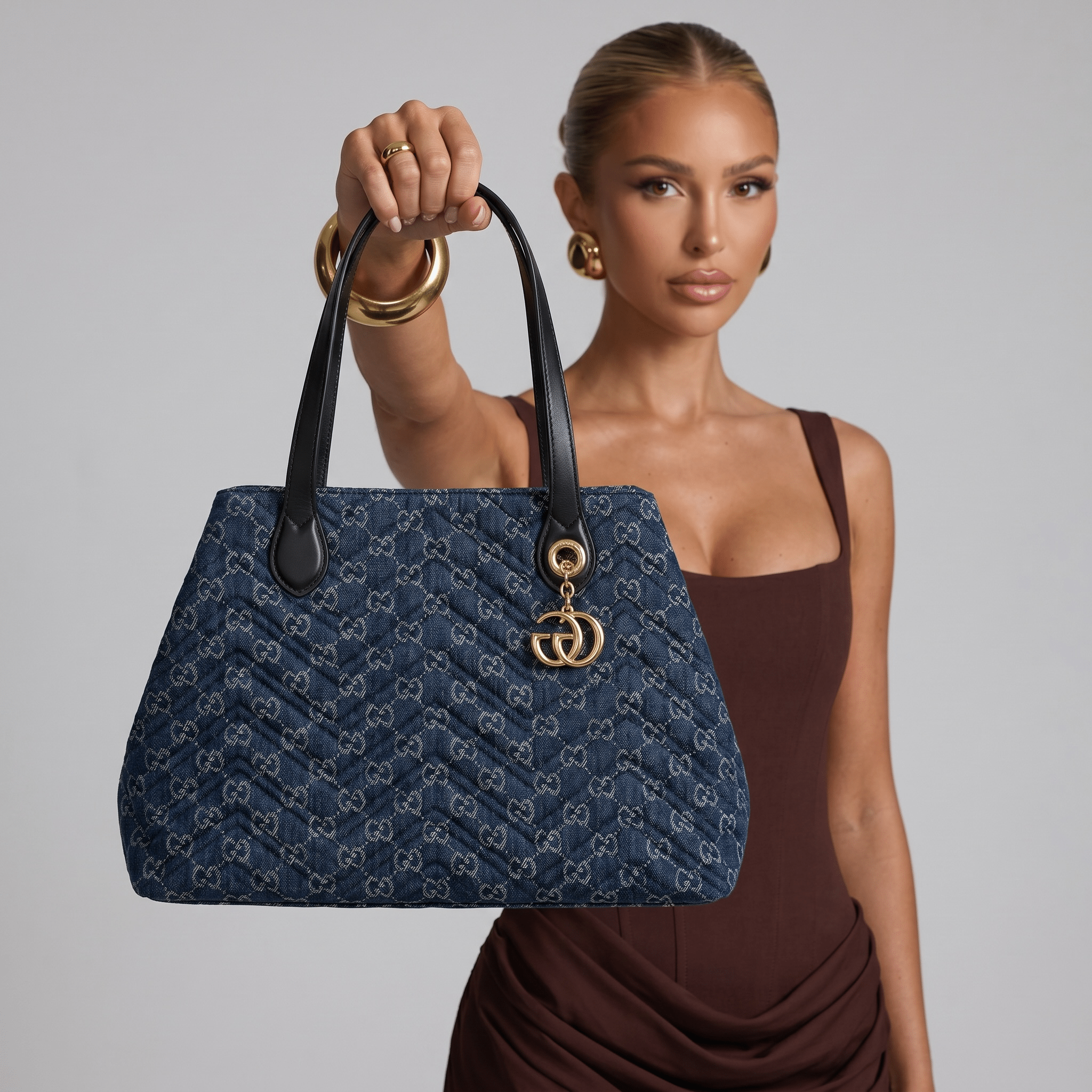 Gucci Denim Quilted Shoulder Tote Bag 💙✨ - MASTERPIECE