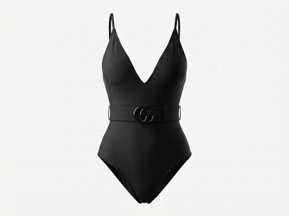 Gucci GG Belted One-Piece Swimsuit – Black 🖤🌊 - MASTERPIECE