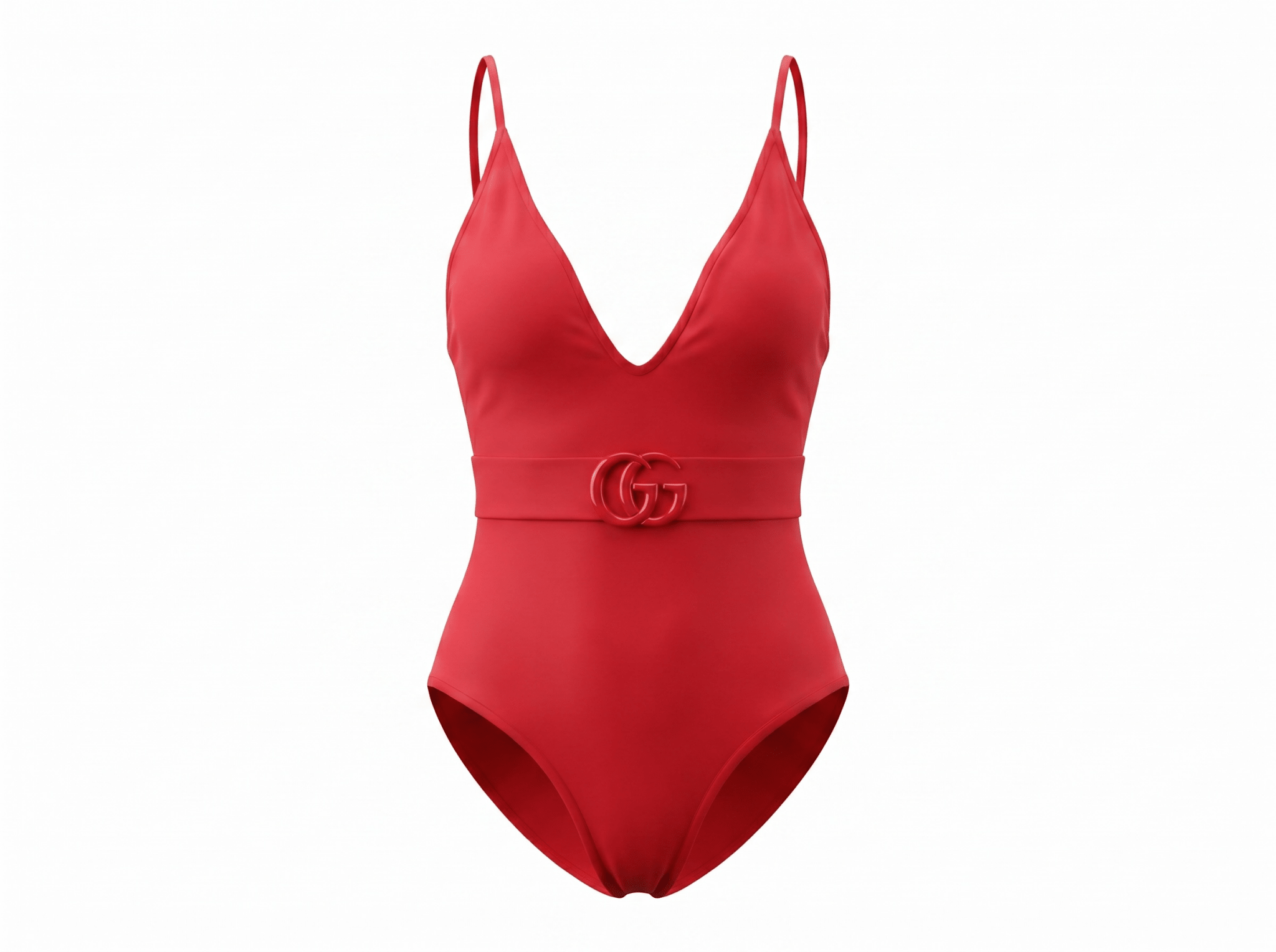 Gucci GG Belted One-Piece Swimsuit – Ruby Red ❤️🌴 - MASTERPIECE