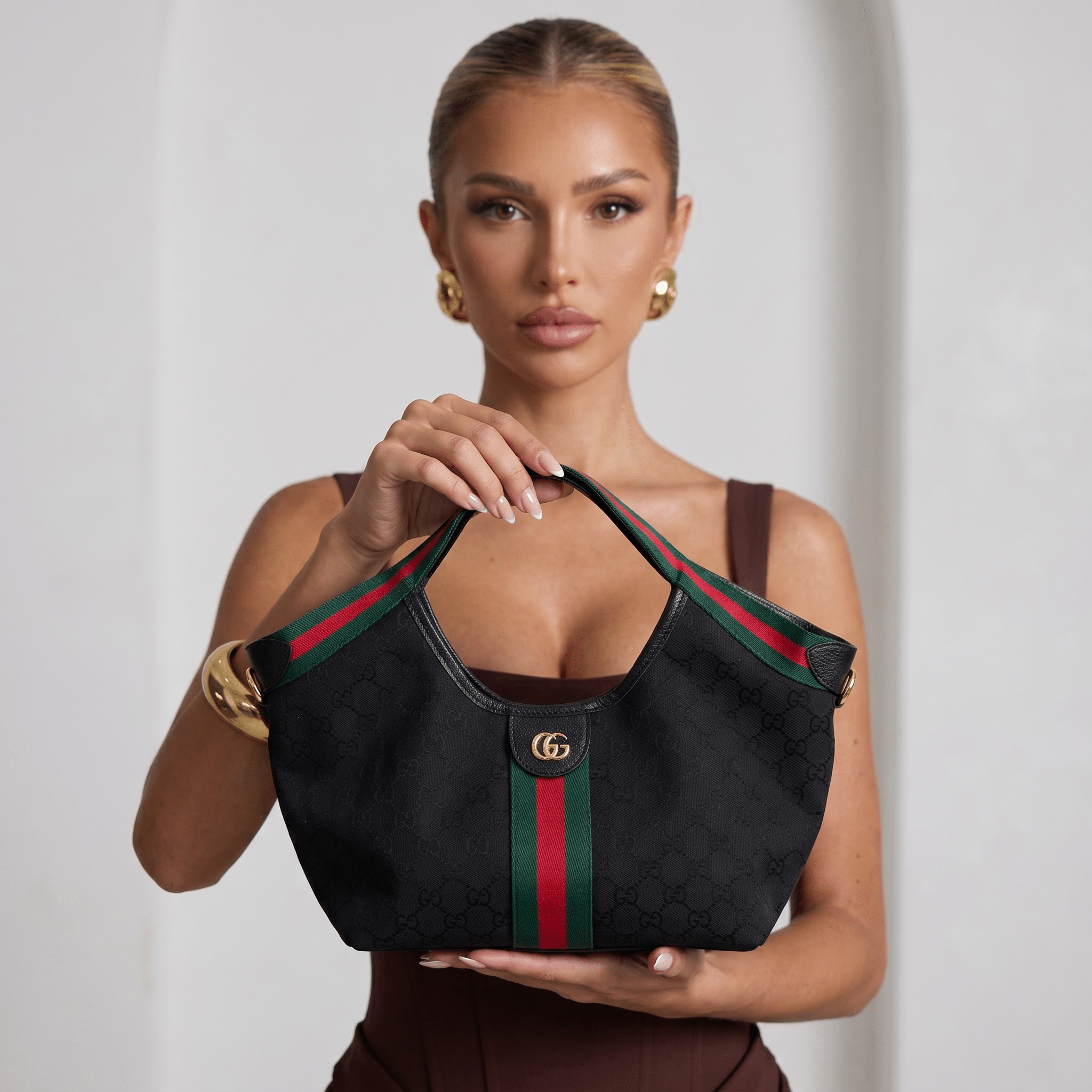 Gucci GG Black Mini Shoulder Bag – Web Stripe Classic Hobo 🖤👜 - MASTERPIECE