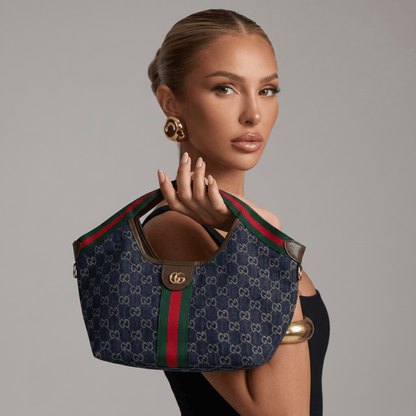 Gucci GG Canvas Shoulder Bag – Web Stripe Mini Hobo Bag 💼✨ - MASTERPIECE