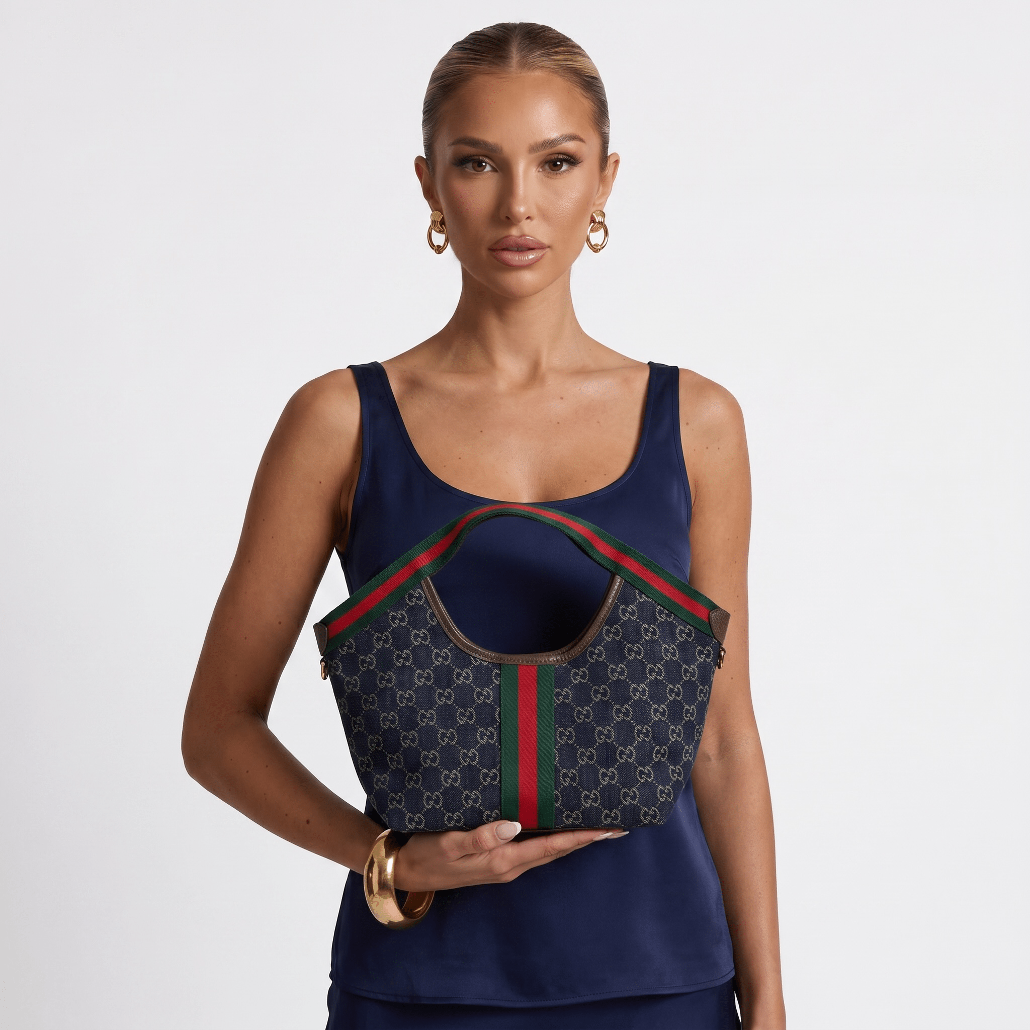 Gucci GG Canvas Shoulder Bag – Web Stripe Mini Hobo Bag 💼✨ - MASTERPIECE