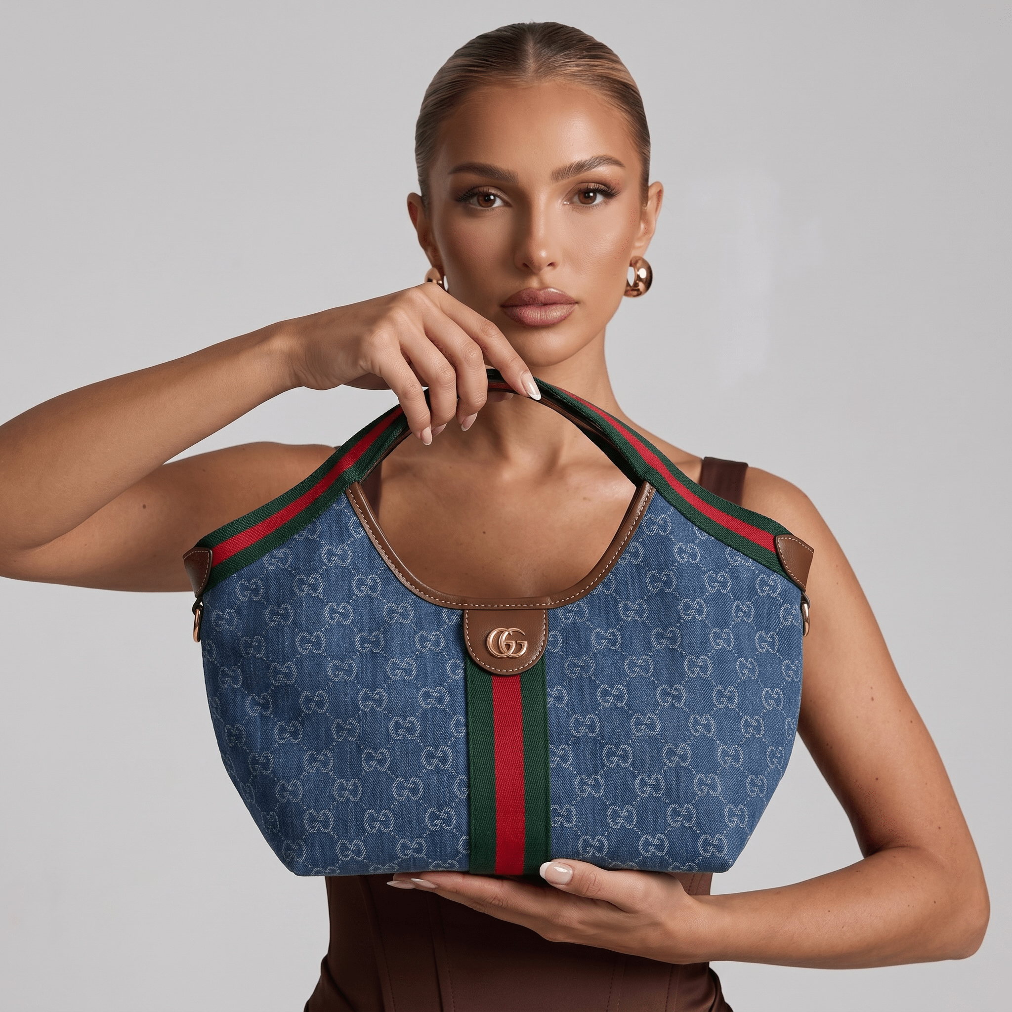 Gucci GG Denim Mini Shoulder Bag – Web Stripe Hobo Style 💙👜 - MASTERPIECE
