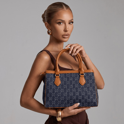 Gucci GG Denim Studded Tote – Blue Canvas Web Stripe Bag 💙✨ - MASTERPIECE