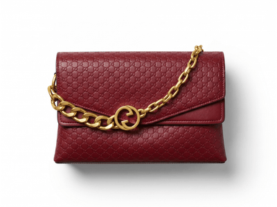 Gucci GG Emblem Leather Chain Shoulder Bag – Burgundy Red ❤️✨ - MASTERPIECE