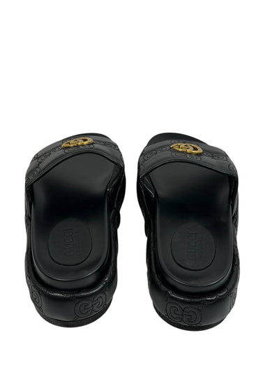 GUCCI GG Embossed Slide Sandals – Black Edition 🖤✨ - MASTERPIECE