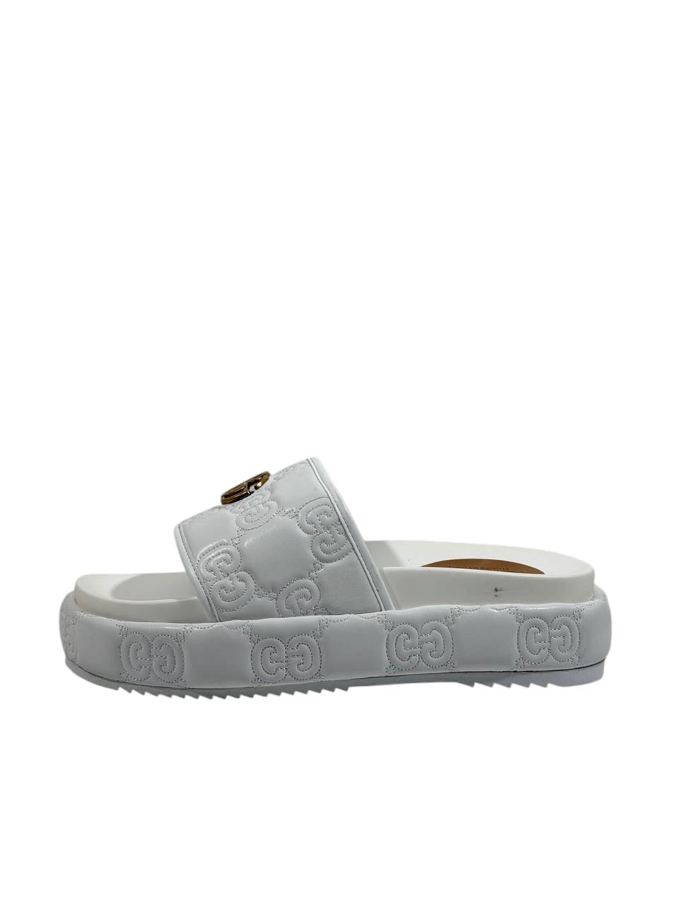 GUCCI GG Embossed Slide Sandals – White Edition 🤍✨ - MASTERPIECE