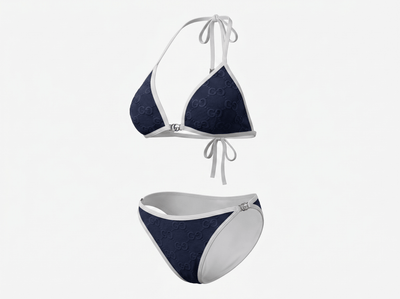 Gucci GG Embossed Triangle Bikini Set – Navy & White 💙🤍🌊 - MASTERPIECE