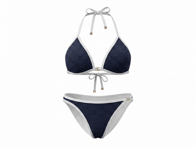Gucci GG Embossed Triangle Bikini Set – Navy & White 💙🤍🌊 - MASTERPIECE