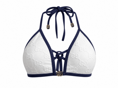Gucci GG Embossed Triangle Bikini Set – White & Navy 🤍💙🌊 - MASTERPIECE