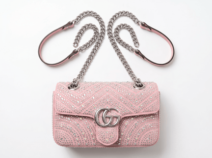 ✨ Gucci GG Marmont Crystal Shoulder Bag – Blush Pink Glam Edition ✨ - MASTERPIECE
