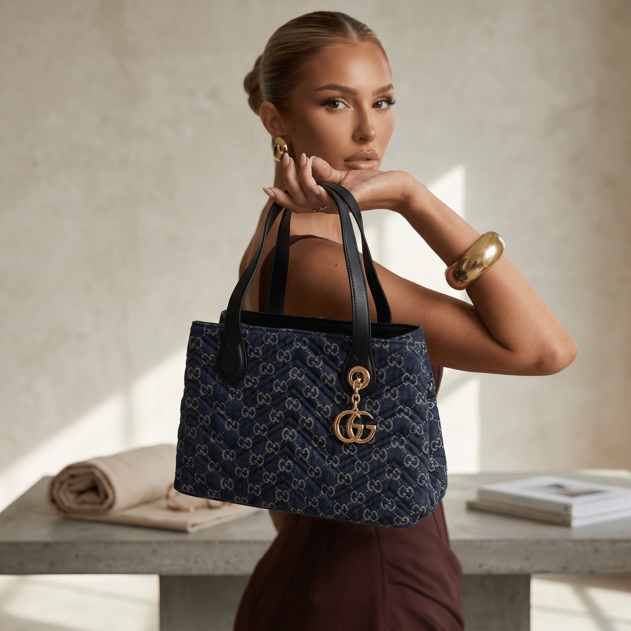 Gucci GG Marmont Denim Tote Bag 💙✨ - MASTERPIECE