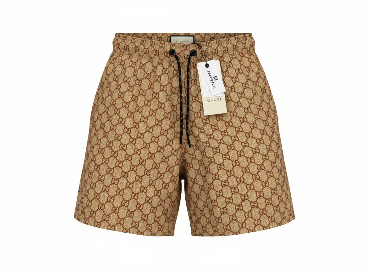 Gucci GG Monogram Swim Shorts 🟤 | Beige Classic Luxury Summer Fit - MASTERPIECE