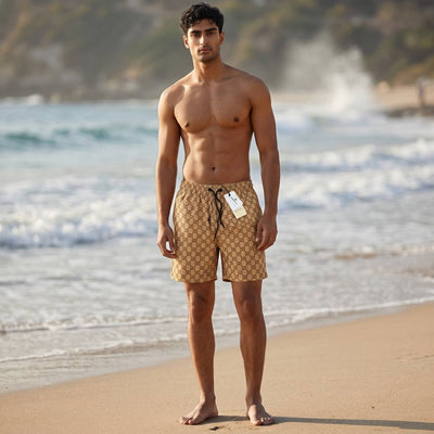 Gucci GG Monogram Swim Shorts 🟤 | Beige Classic Luxury Summer Fit - MASTERPIECE