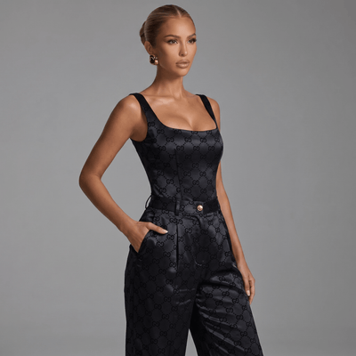Gucci GG Monogram Wide-Leg Trousers – Black 🖤✨ - MASTERPIECE