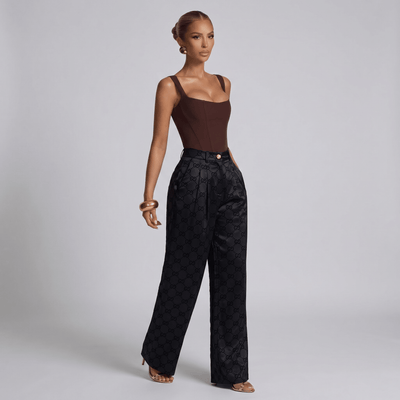 Gucci GG Monogram Wide-Leg Trousers – Black 🖤✨ - MASTERPIECE