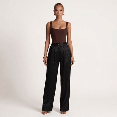 Gucci GG Monogram Wide-Leg Trousers – Black 🖤✨ - MASTERPIECE