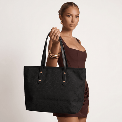 Gucci GG Studded Canvas Tote – Black Web Stripe Shopper ✨🖤 - MASTERPIECE