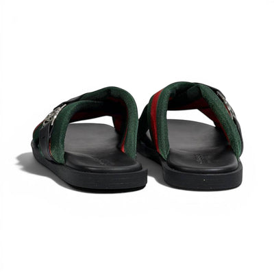 Gucci Green & Red Cross Strap SLIDE– Luxury Designer Summer Slides 💚❤️✨ - MASTERPIECE
