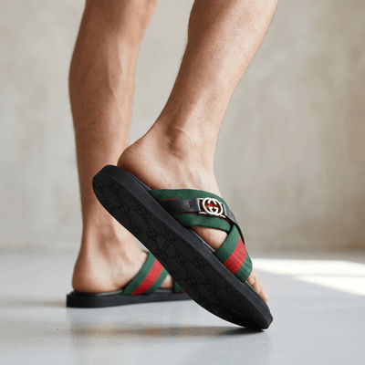 Gucci Green & Red Cross Strap SLIDE– Luxury Designer Summer Slides 💚❤️✨ - MASTERPIECE