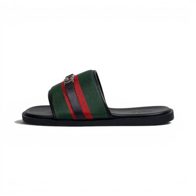 Gucci Green Web Slide Sandals – Luxury Designer Summer Slippers 💚❤️✨ - MASTERPIECE