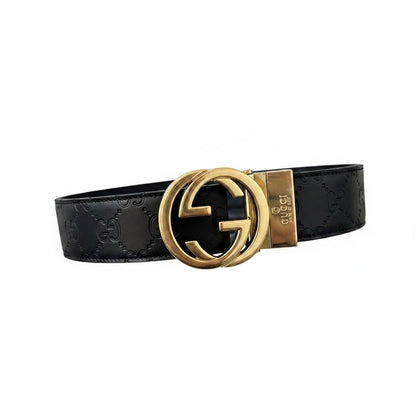 Gucci Inspired Black GG Monogram Belt 110CM 🖤✨ Luxury Gold Buckle Designer Style Belt - MASTERPIECE