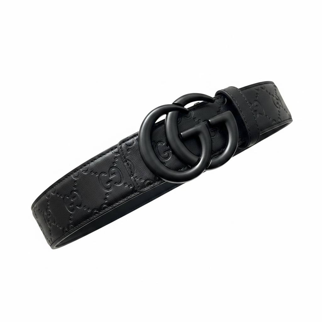 Gucci Inspired Black GG Monogram Belt 125CM 🖤✨ Matte Black Luxury Designer Style Belt - MASTERPIECE