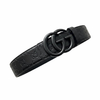 Gucci Inspired Black GG Monogram Belt 125CM 🖤✨ Matte Black Luxury Designer Style Belt - MASTERPIECE