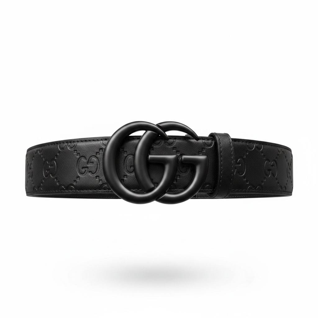 Gucci Inspired Black GG Monogram Belt 125CM 🖤✨ Matte Black Luxury Designer Style Belt - MASTERPIECE