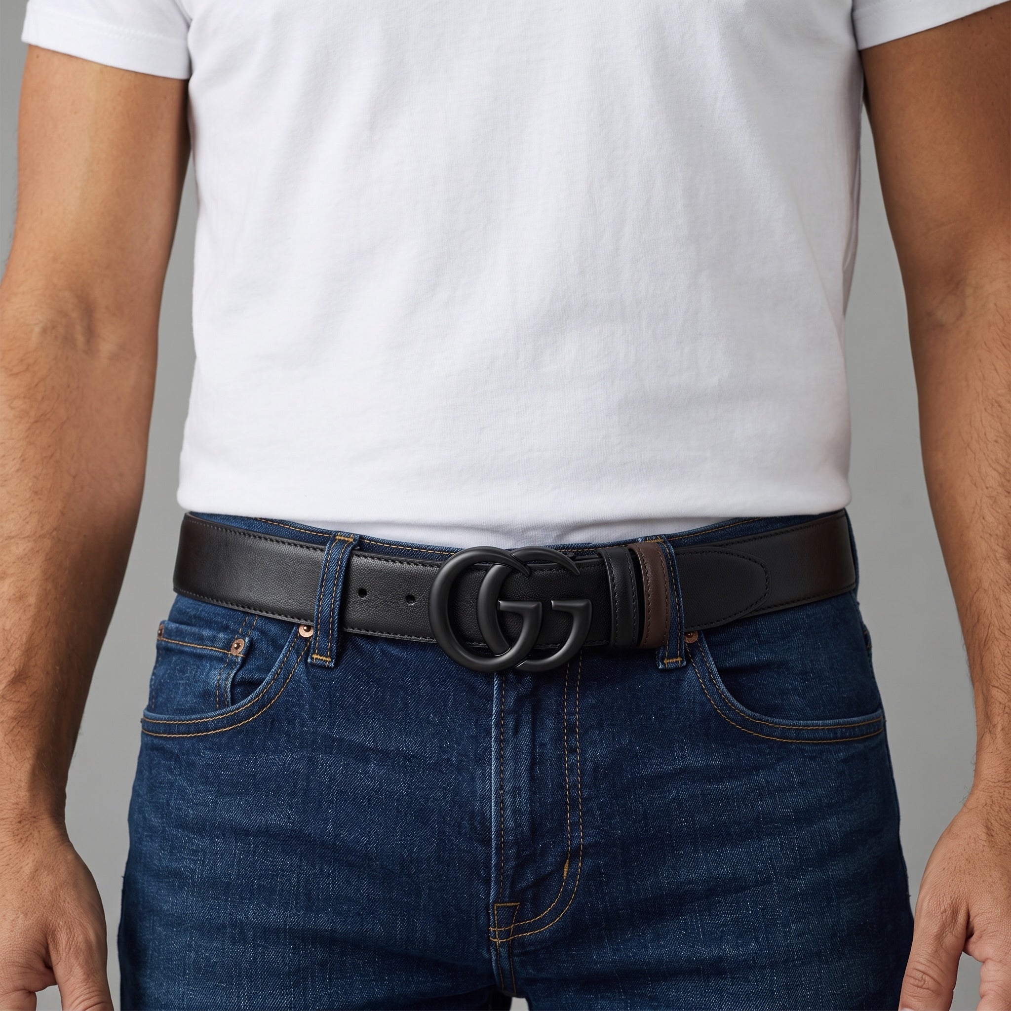Gucci Leather Belt – Black Brown Matte GG 🖤 - MASTERPIECE