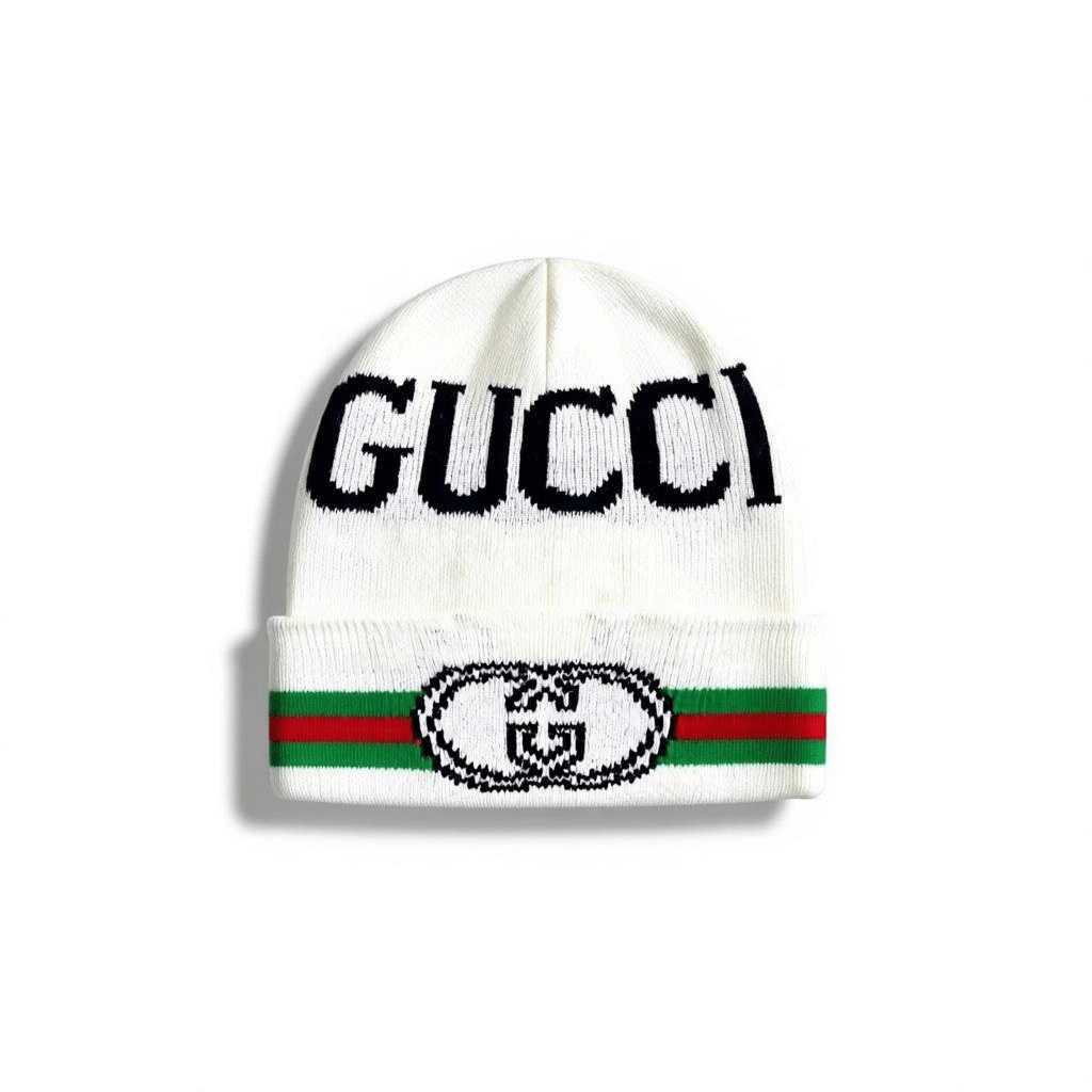 Gucci Logo Knit Beanie — White - MASTERPIECE
