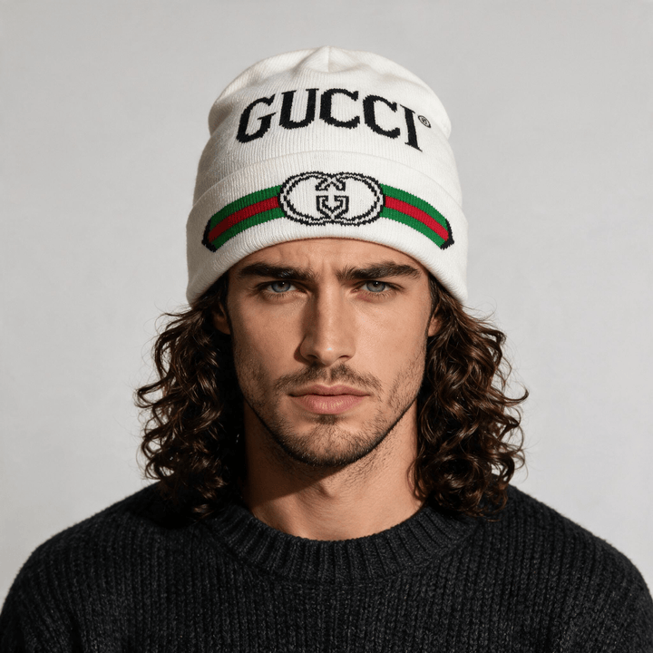 Gucci Logo Knit Beanie — White