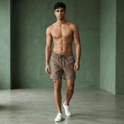 Gucci Monogram Swim Shorts – Sand Brown Edition 🌊 - MASTERPIECE
