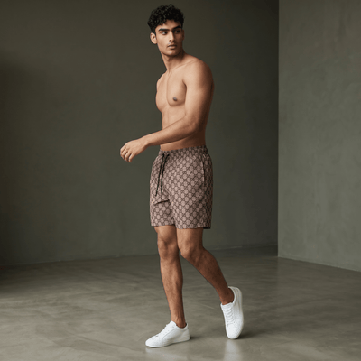 Gucci Monogram Swim Shorts – Sand Brown Edition 🌊 - MASTERPIECE