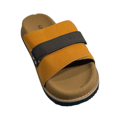 Gucci Mustard Comfort Slides – Premium Adjustable Luxury Sandals 💛👡 - MASTERPIECE