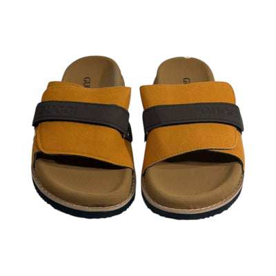 Gucci Mustard Comfort Slides – Premium Adjustable Luxury Sandals 💛👡 - MASTERPIECE