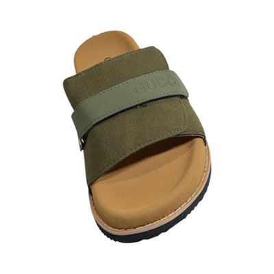 Gucci Olive Green Comfort Slides – Premium Adjustable Luxury Sandals 💚👡 - MASTERPIECE