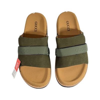 Gucci Olive Green Comfort Slides – Premium Adjustable Luxury Sandals 💚👡 - MASTERPIECE