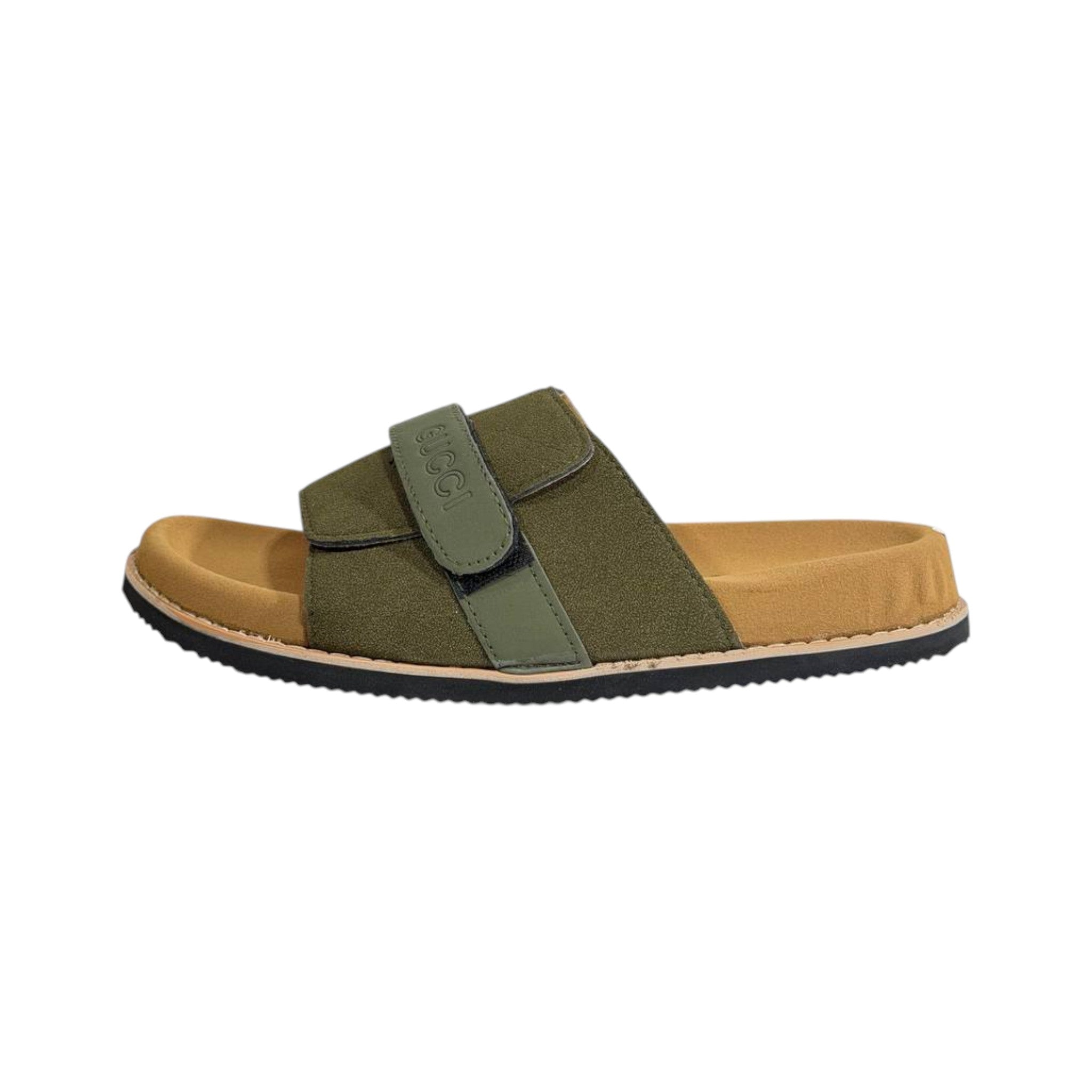 Gucci Olive Green Comfort Slides – Premium Adjustable Luxury Sandals 💚👡 - MASTERPIECE