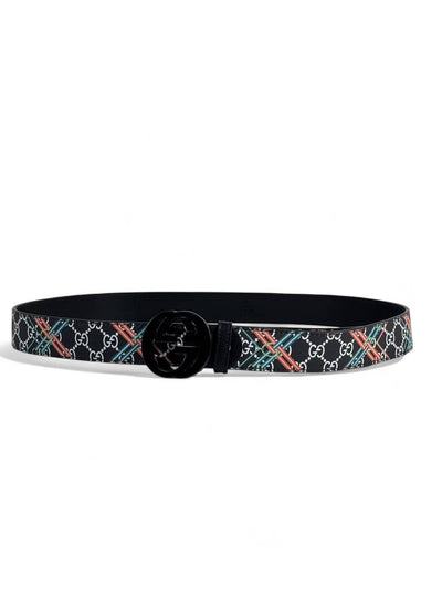Gucci Patterned Belt 120 cm 🖤 | Multicolor Design & Matte Black Buckle 🔥🌈 - MASTERPIECE