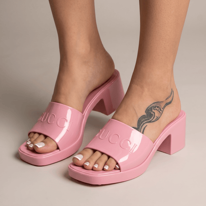 Gucci Pink Jelly Block Heel Slides 💗☀️ - MASTERPIECE